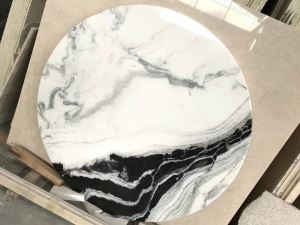 Panda Dawb Marble Round Cov Rooj